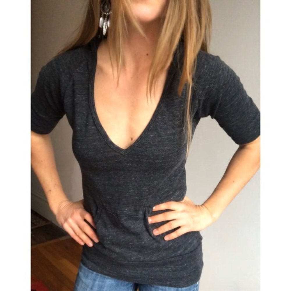 Alternative Earth Gray Deep-V Hoodie Tee